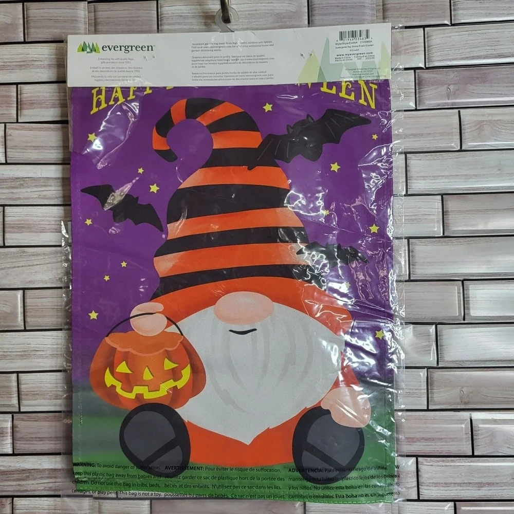 New Happy Halloween Gnome Garden‎ Flag Colorful 12.5